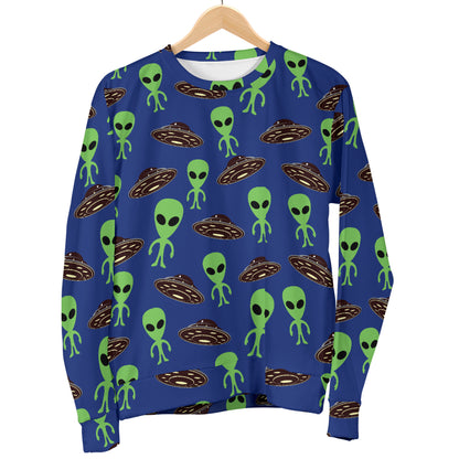 Alien Green UFO Pattern Women Long Sleeve Sweatshirt