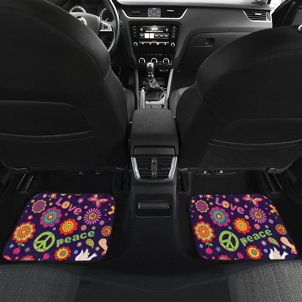 Flower Power Peace Design Print Car Floor Mats Front Back