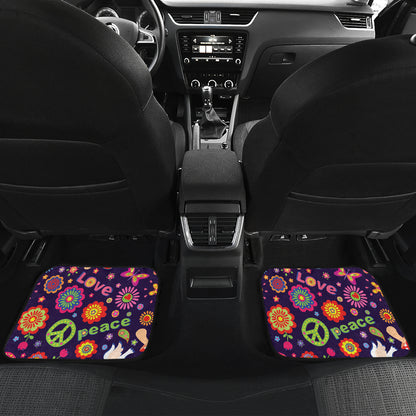 Flower Power Peace Design Print Car Floor Mats Front Back