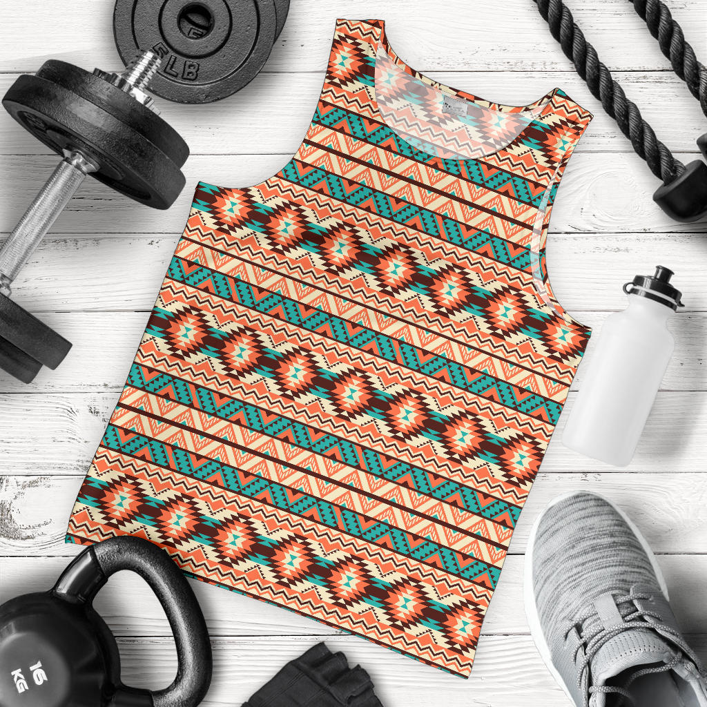 Navajo Western Style Print Pattern Men Tank Top