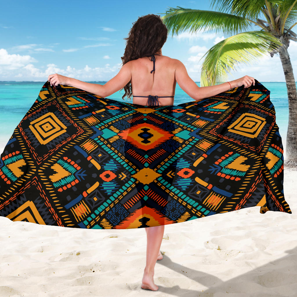 Kente Pattern Print Design 04 Sarong Pareo Wrap