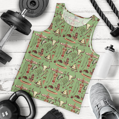 Native Indian Themed Design Print Men Tank Top