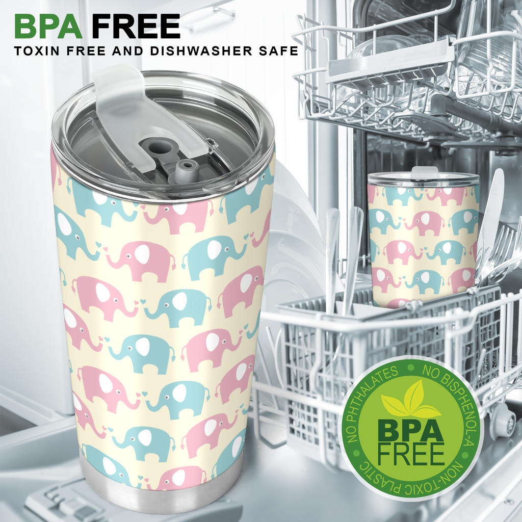 Elephant Baby Pastel Print Pattern Tumbler