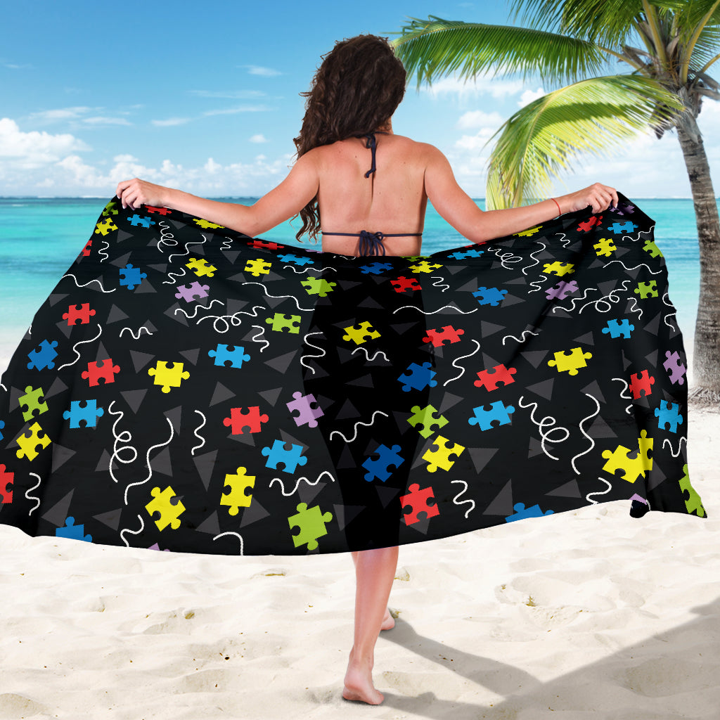 Autism Awareness Pattern Print Design 01 Sarong Pareo Wrap