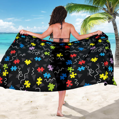 Autism Awareness Pattern Print Design 01 Sarong Pareo Wrap