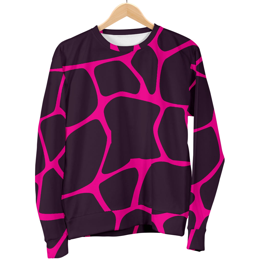 Giraffe Pink Background Texture Print Men Long Sleeve Sweatshirt