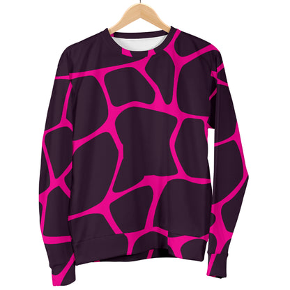 Giraffe Pink Background Texture Print Men Long Sleeve Sweatshirt