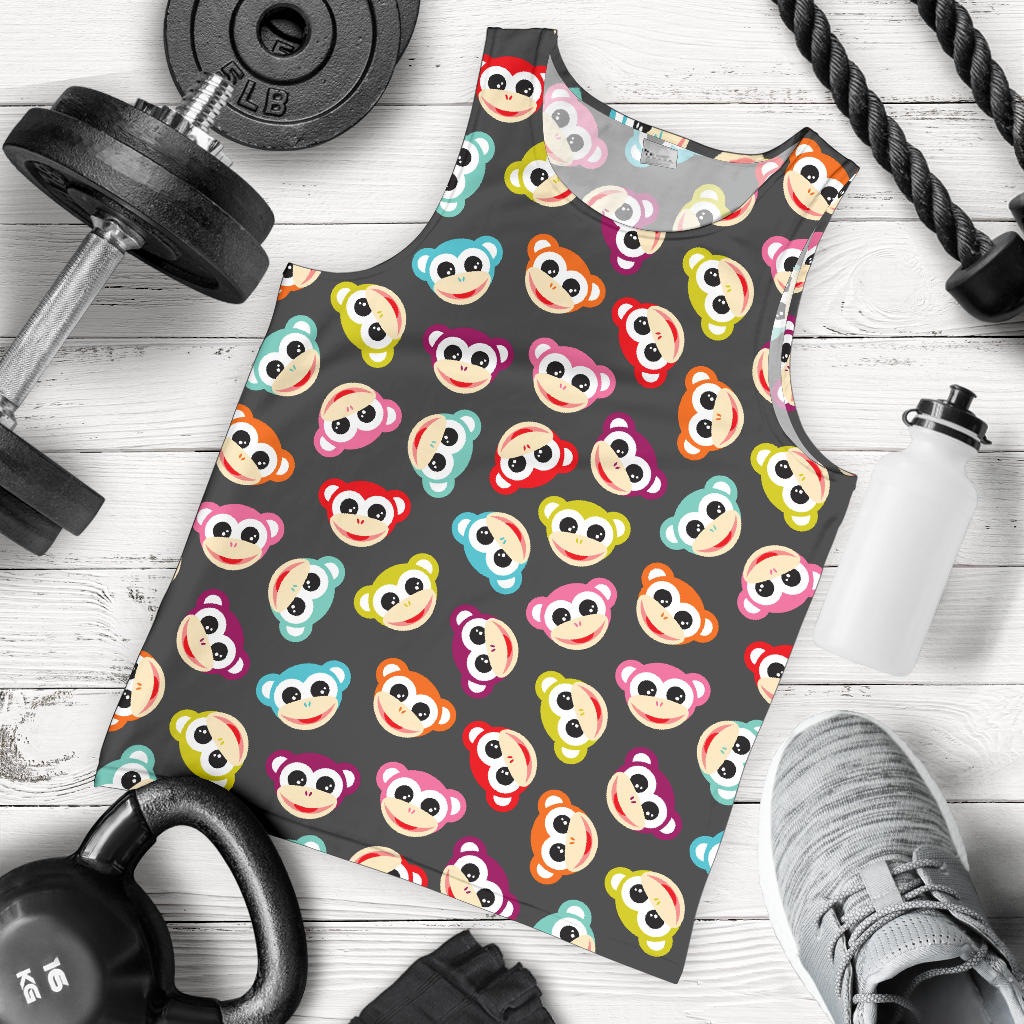 Monkey Head Design Themed Print Men Tank Top
