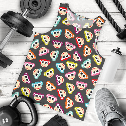 Monkey Head Design Themed Print Men Tank Top