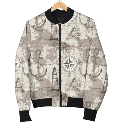 Nautical Map Design Themed Print Men Bomber Jacket