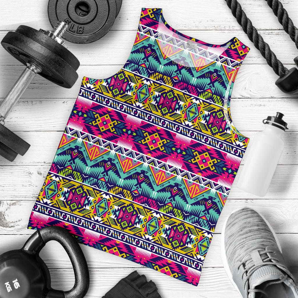 Indian Navajo Color Themed Design Print Men Tank Top