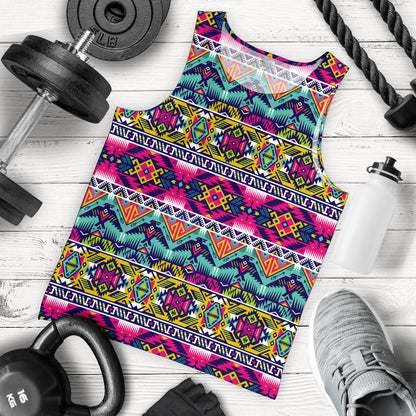 Indian Navajo Color Themed Design Print Men Tank Top