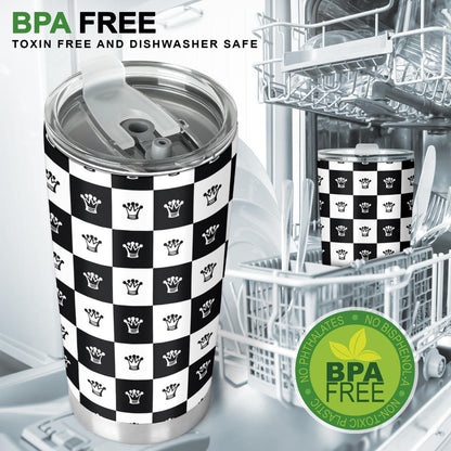 Checkered Flag Crown Pattern Tumbler