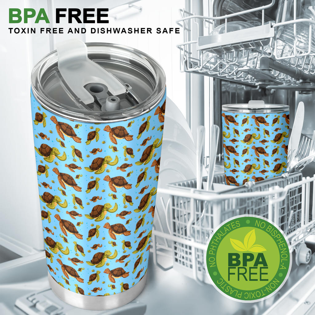 Hello Sea Turtle Print Pattern Tumbler