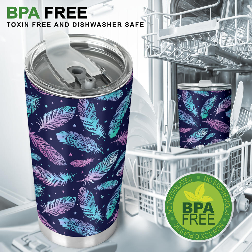 Feather Aztec Design Print Tumbler