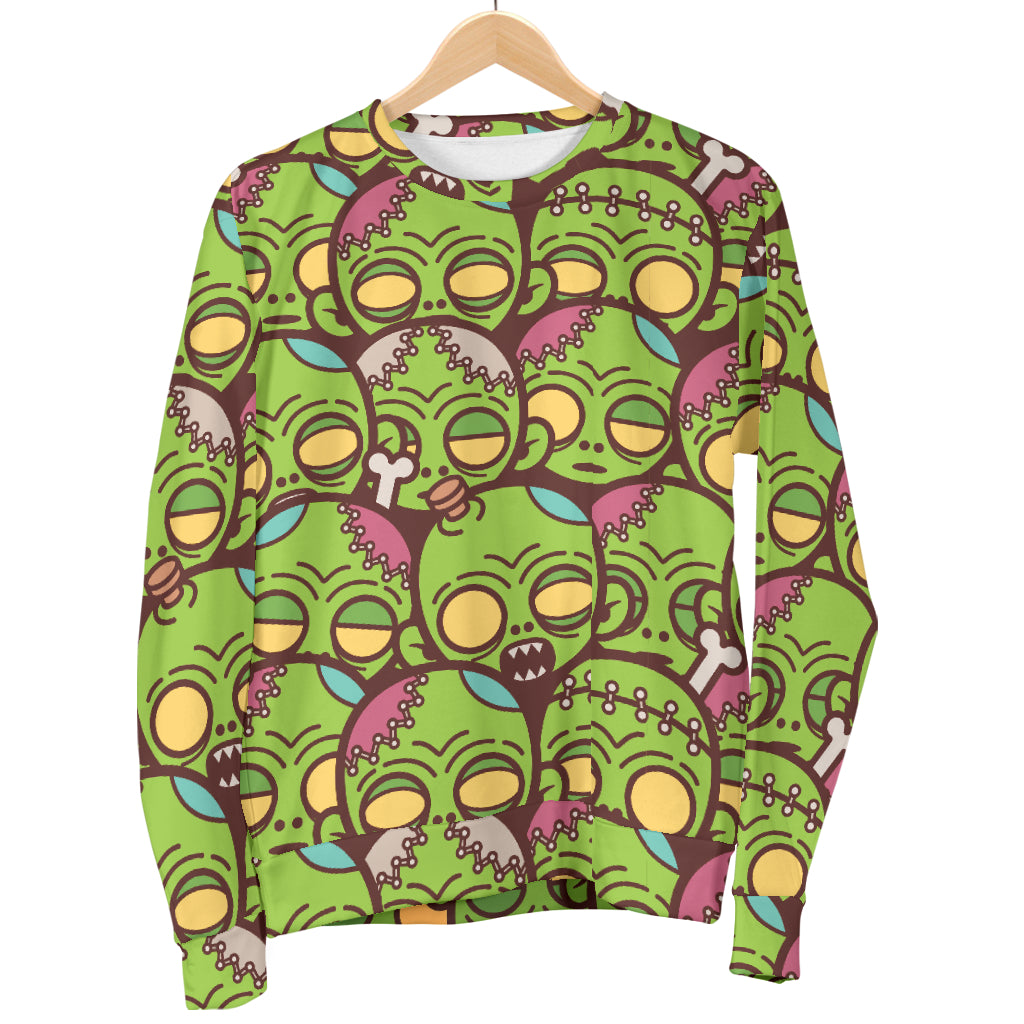 Zombie Head Design Pattern Print Men Long Sleeve Sweatshirt