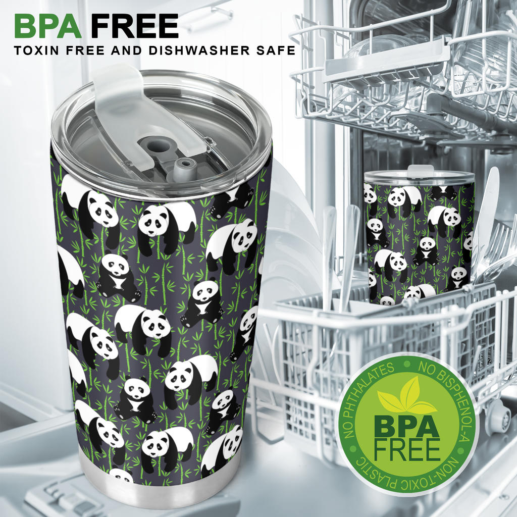 Panda Bear Bamboo Themed Print Tumbler