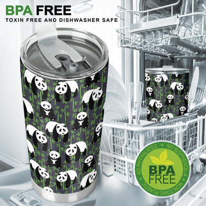 Panda Bear Bamboo Themed Print Tumbler