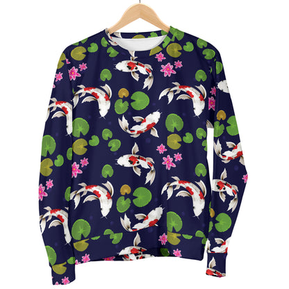 Koi Carp Pattern Design Themed Print Women Long Sleeve Sweatshirt