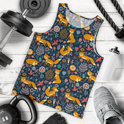 Fox Cute Jungle Print Pattern Men Tank Top
