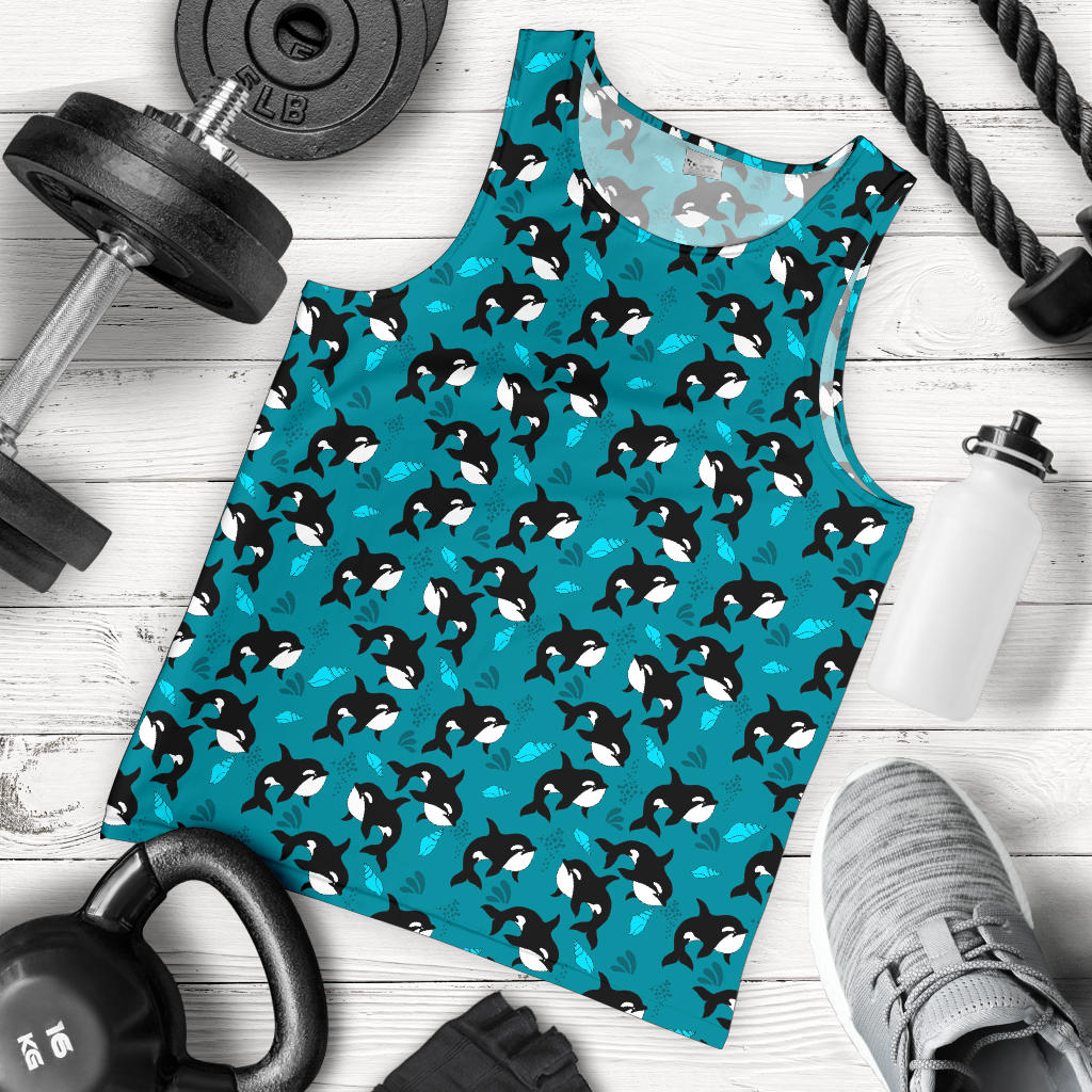 Whale Sea Design Themed Print Men Tank Top