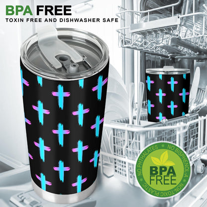 Christian Cross neon Pattern Tumbler