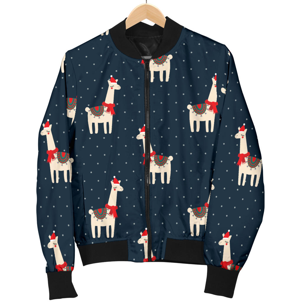 Llama with Polka Dot Themed Print Men Bomber Jacket