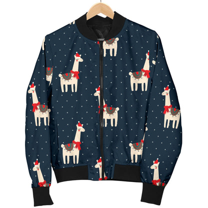 Llama with Polka Dot Themed Print Men Bomber Jacket