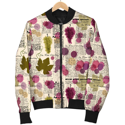Wine Style Design Print Men Bomber Jacket