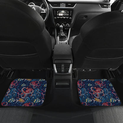 Octopus Deep Sea Print Themed Car Floor Mats Front Back