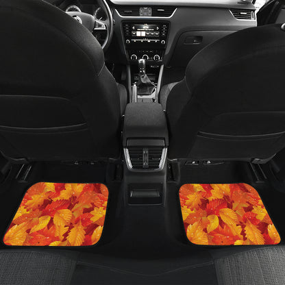 Elm Leave Autum Print Pattern Car Floor Mats Front Back