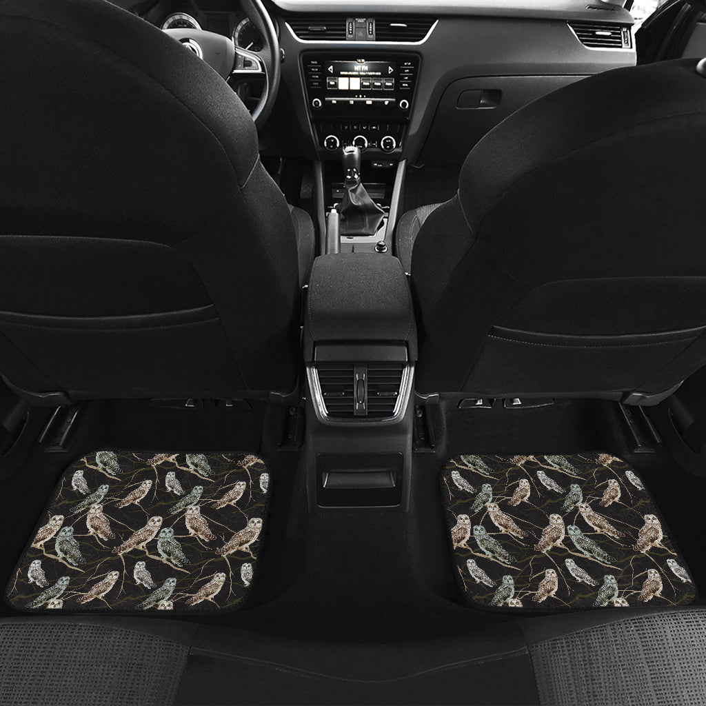 Owl Branch Themed Design Print Car Floor Mats Front Back