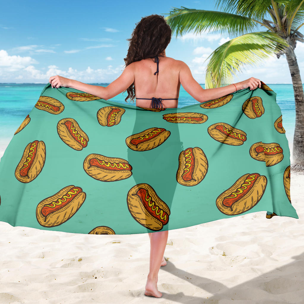 Hot Dog Pattern Print Design 04 Sarong Pareo Wrap