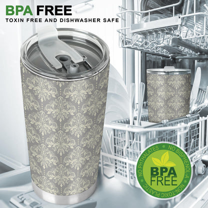 Damask Grey Elegant Print Pattern Tumbler