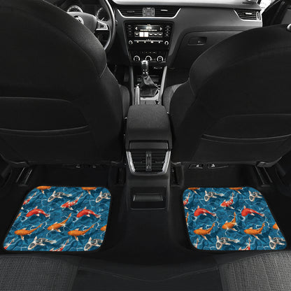 Koi Carp Water Design Themed Print Car Floor Mats Front Back