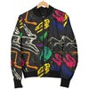 Dinosaur Skull Color Print Pattern Men Bomber Jacket