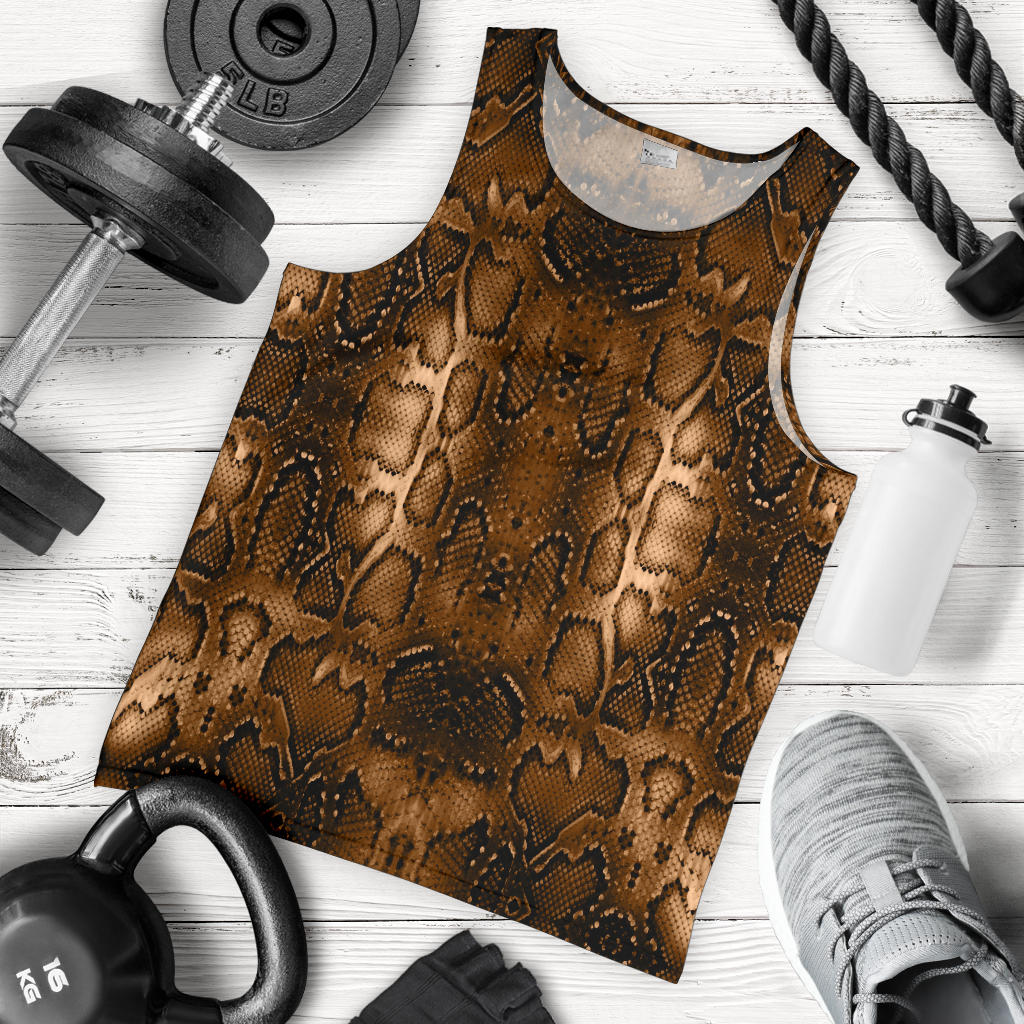 Snake Skin Brown Print Men Tank Top
