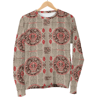 Calendar Aztec Print Pattern Men Long Sleeve Sweatshirt