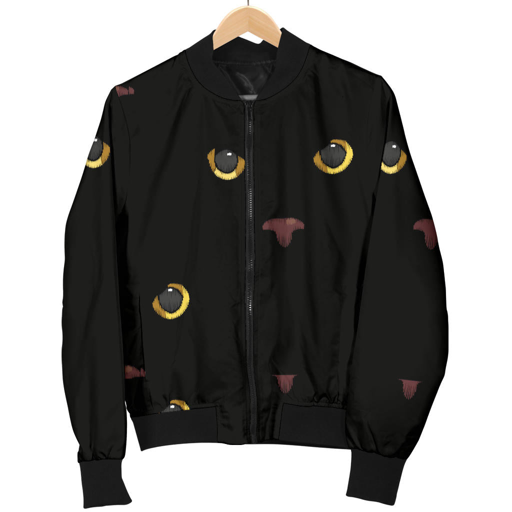 Black Cat Face Print Pattern Men Bomber Jacket