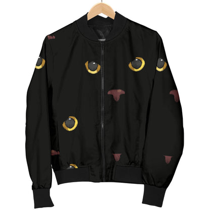 Black Cat Face Print Pattern Men Bomber Jacket
