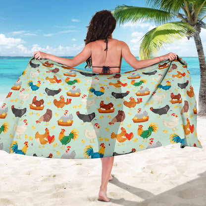 Chicken Pattern Print Design 07 Sarong Pareo Wrap