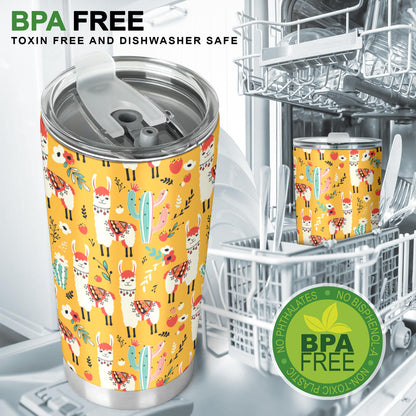 Llama Cute Themed Print Tumbler
