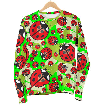 Ladybug with Leaf Print Pattern Men Long Sleeve Sweatshirt