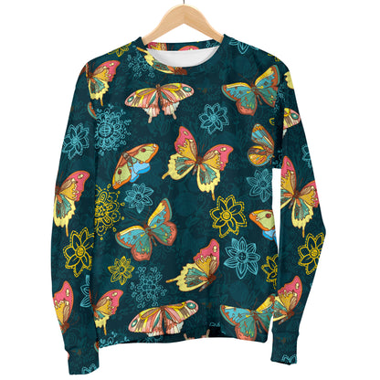 Butterfly Hand Draw Print Pattern Women Long Sleeve Sweatshirt