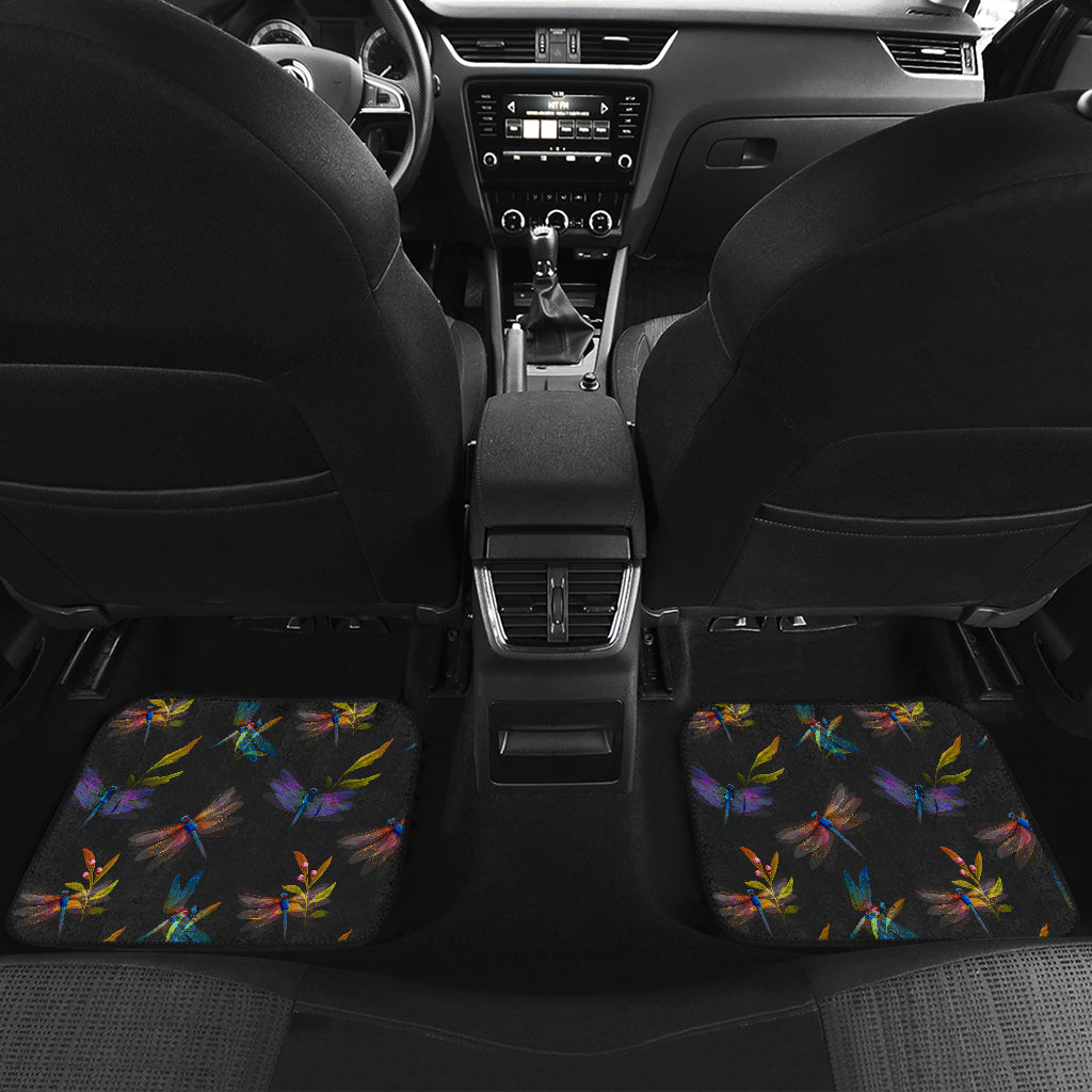 Dragonfly Colorful Realistic Print Car Floor Mats Front Back