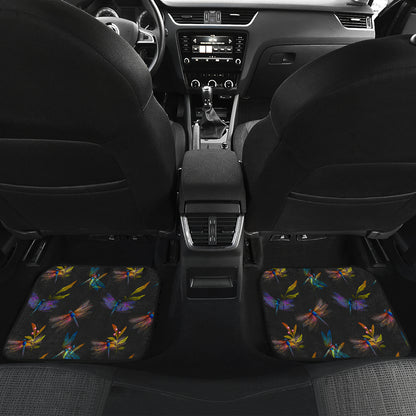 Dragonfly Colorful Realistic Print Car Floor Mats Front Back