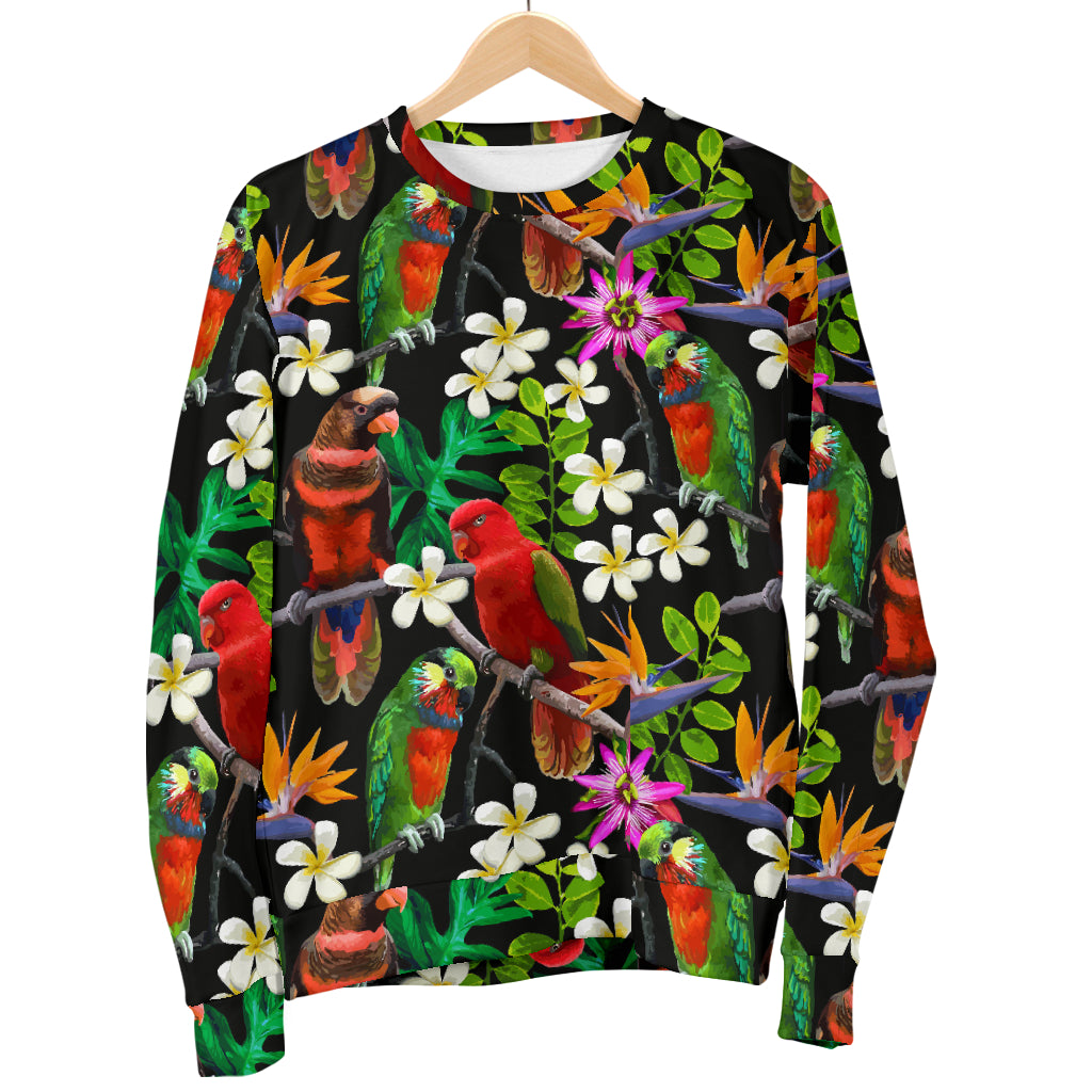 Parrot Design Print Men Long Sleeve Sweatshirt