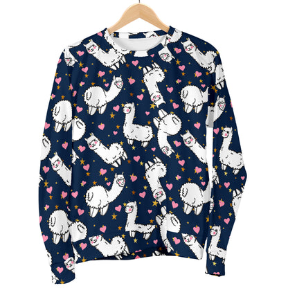 Alpaca Heart Star Design Themed Print Women Long Sleeve Sweatshirt