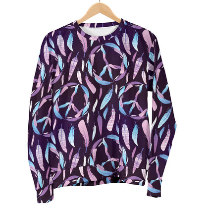 Peace Sign Feather Design Print Women Long Sleeve Sweatshirt