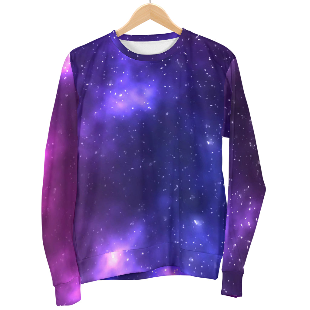 Celestial Purple Blue Galaxy Men Long Sleeve Sweatshirt